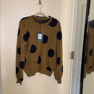 Who What Wear Brown and Black Polka Dot Sweater